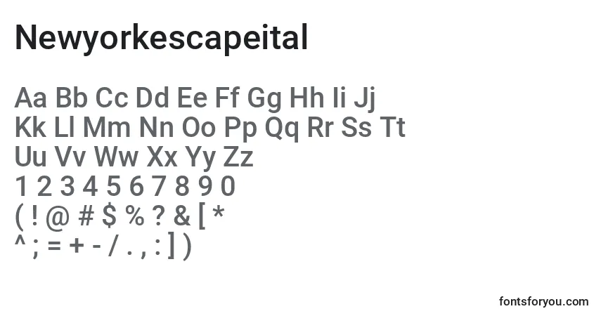 Schriftart Newyorkescapeital – Alphabet, Zahlen, spezielle Symbole