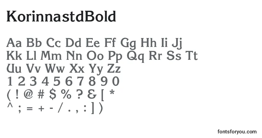 Шрифт KorinnastdBold – алфавит, цифры, специальные символы