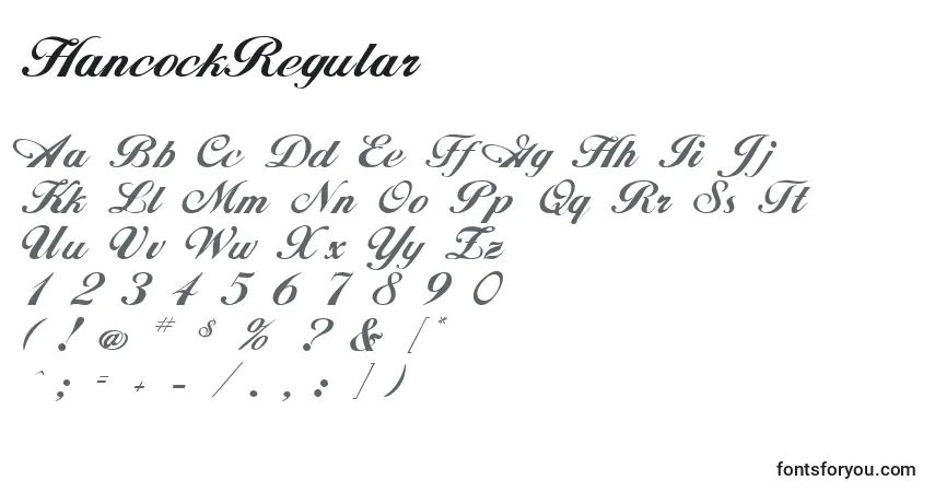 A fonte HancockRegular – alfabeto, números, caracteres especiais