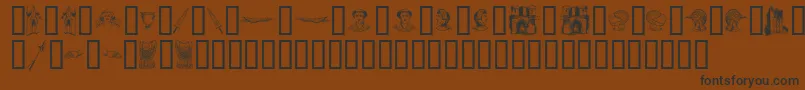 フォントTheMiddleAgesI – 黒い文字が茶色の背景にあります