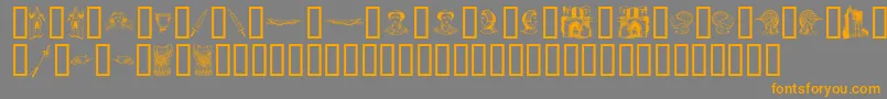 フォントTheMiddleAgesI – オレンジの文字は灰色の背景にあります。