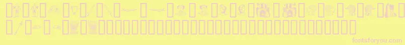 フォントTheMiddleAgesI – ピンクのフォント、黄色の背景