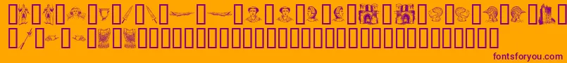 TheMiddleAgesI-Schriftart – Violette Schriften auf orangefarbenem Hintergrund