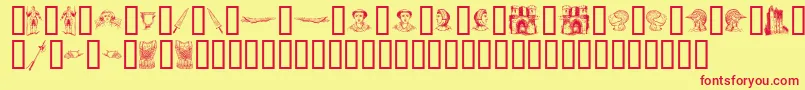 Шрифт TheMiddleAgesI – красные шрифты на жёлтом фоне
