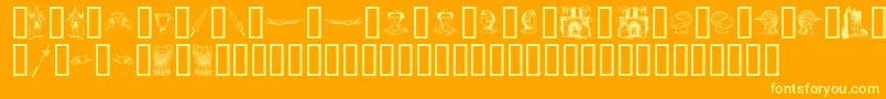 TheMiddleAgesI Font – Yellow Fonts on Orange Background