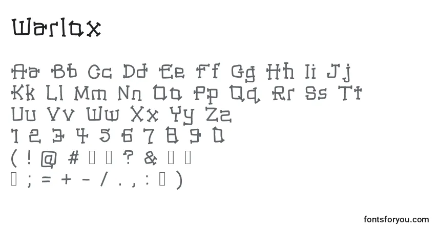 A fonte Warlox – alfabeto, números, caracteres especiais