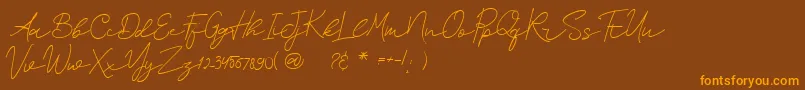 SurederStylishDemo-Schriftart – Orangefarbene Schriften auf braunem Hintergrund