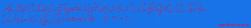 SurederStylishDemo-Schriftart – Rote Schriften auf blauem Hintergrund