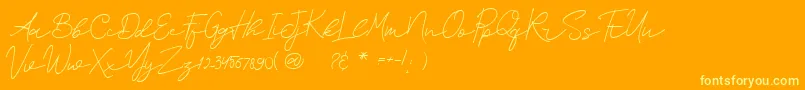 SurederStylishDemo-Schriftart – Gelbe Schriften auf orangefarbenem Hintergrund