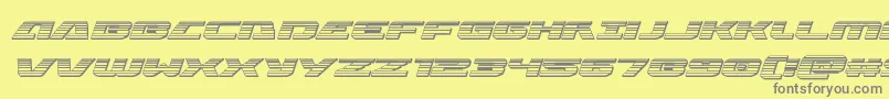 Iapetuschromeital-Schriftart – Graue Schriften auf gelbem Hintergrund