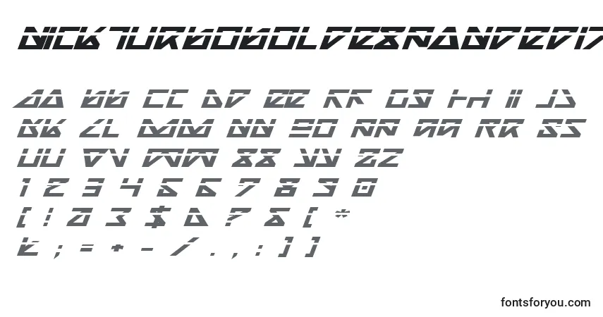 Czcionka NickTurboBoldExpandedItlas – alfabet, cyfry, specjalne znaki