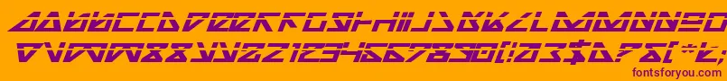 NickTurboBoldExpandedItlas-Schriftart – Violette Schriften auf orangefarbenem Hintergrund