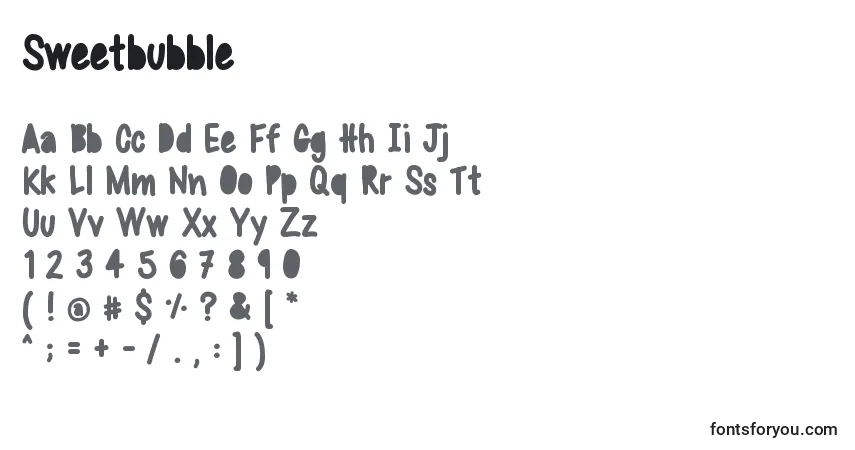 Sweetbubble-fontti – aakkoset, numerot, erikoismerkit