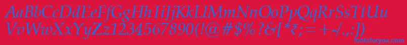 VanielItalic Font – Blue Fonts on Red Background