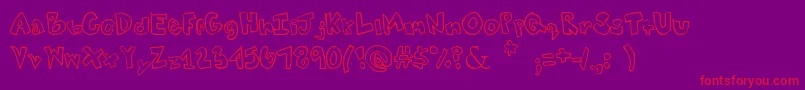 フォントTweaked – 紫の背景に赤い文字