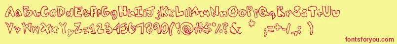 フォントTweaked – 赤い文字の黄色い背景