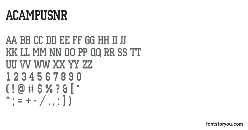 Шрифт ACampusnr – алфавит, цифры, специальные символы