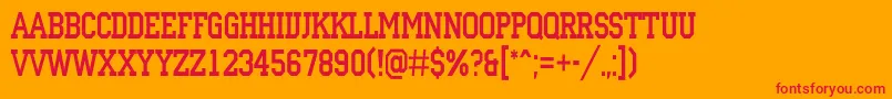 ACampusnr-Schriftart – Rote Schriften auf orangefarbenem Hintergrund
