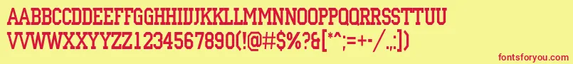 フォントACampusnr – 赤い文字の黄色い背景