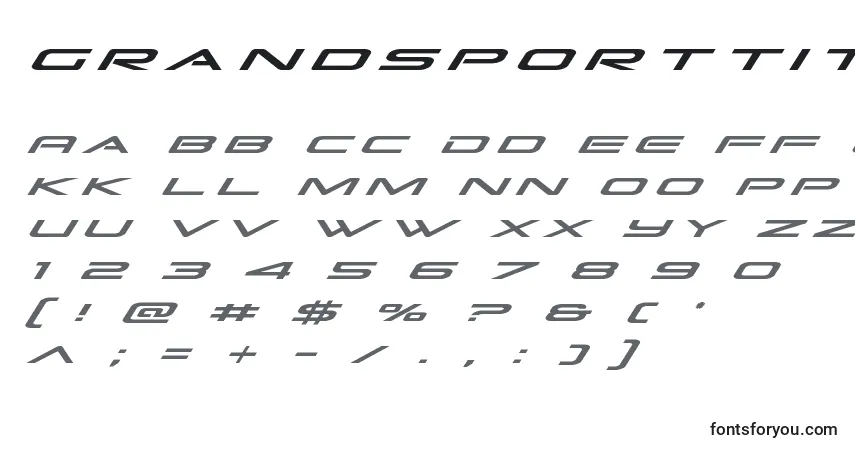 Шрифт Grandsporttitleital – алфавит, цифры, специальные символы