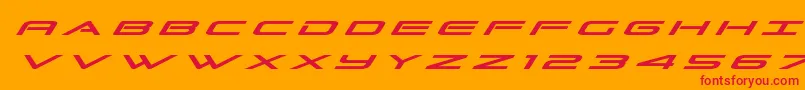 Grandsporttitleital-Schriftart – Rote Schriften auf orangefarbenem Hintergrund