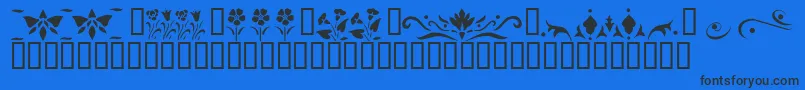 フォントKrFleurFlairLines3 – 黒い文字の青い背景