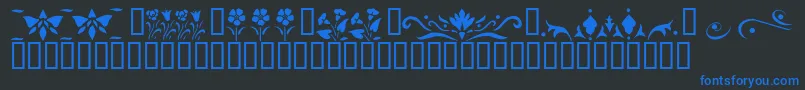 KrFleurFlairLines3-Schriftart – Blaue Schriften auf schwarzem Hintergrund