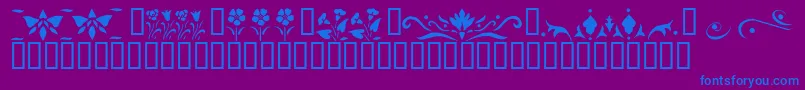 フォントKrFleurFlairLines3 – 紫色の背景に青い文字