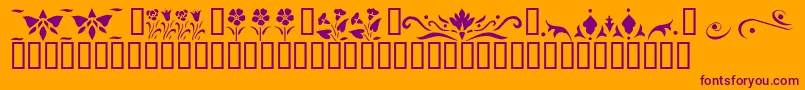 KrFleurFlairLines3-Schriftart – Violette Schriften auf orangefarbenem Hintergrund