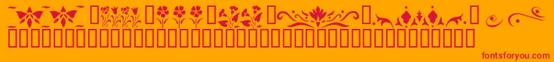 フォントKrFleurFlairLines3 – オレンジの背景に赤い文字
