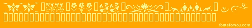 Police KrFleurFlairLines3 – polices jaunes sur fond orange