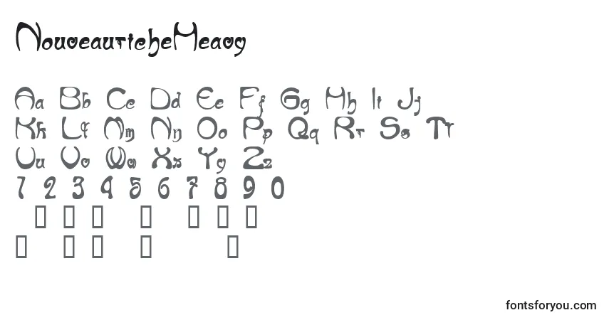 Czcionka NouveauricheHeavy – alfabet, cyfry, specjalne znaki