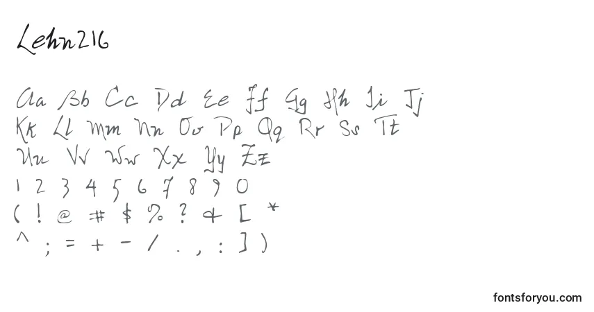 A fonte Lehn216 – alfabeto, números, caracteres especiais