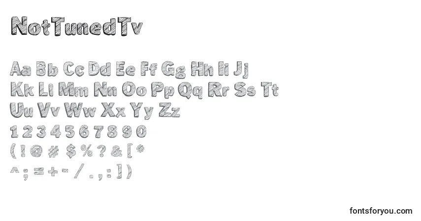 Schriftart NotTunedTv (92574) – Alphabet, Zahlen, spezielle Symbole
