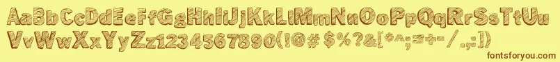 NotTunedTv Font – Brown Fonts on Yellow Background