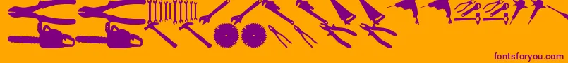 ToolzTfb-Schriftart – Violette Schriften auf orangefarbenem Hintergrund