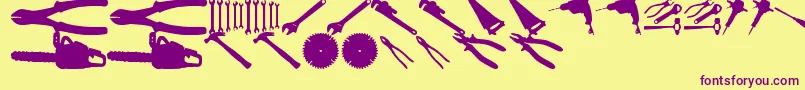 フォントToolzTfb – 紫色のフォント、黄色の背景