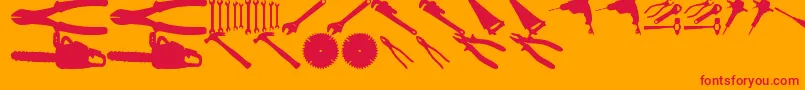 ToolzTfb-Schriftart – Rote Schriften auf orangefarbenem Hintergrund
