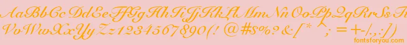 SnellBoldBt-Schriftart – Orangefarbene Schriften auf rosa Hintergrund