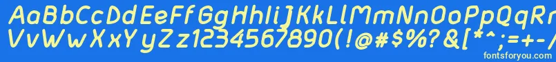 Matondobolditalic-Schriftart – Gelbe Schriften auf blauem Hintergrund