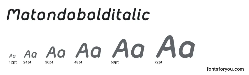 Размеры шрифта Matondobolditalic