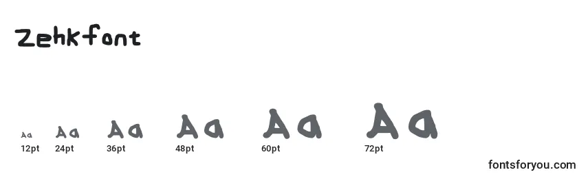 Размеры шрифта Zehkfont