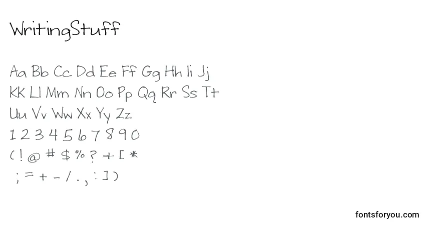 A fonte WritingStuff – alfabeto, números, caracteres especiais