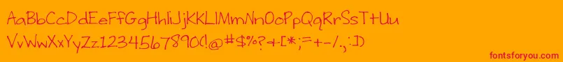 Fonte WritingStuff – fontes vermelhas em um fundo laranja