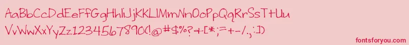 フォントWritingStuff – ピンクの背景に赤い文字