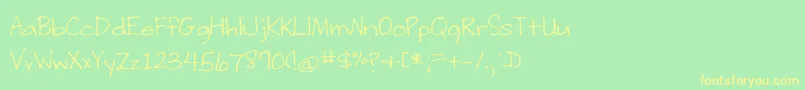 WritingStuff Font – Yellow Fonts on Green Background