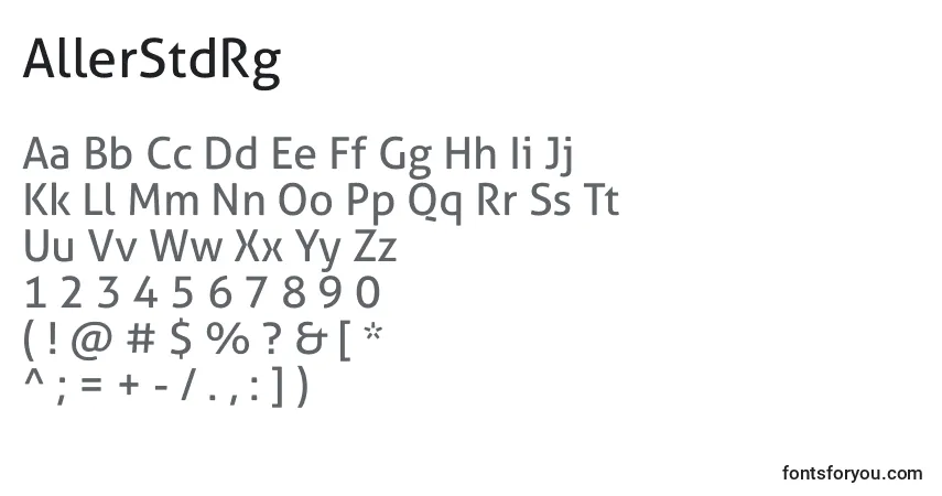 Шрифт AllerStdRg – алфавит, цифры, специальные символы