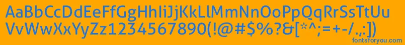Weitere Informationen zur AllerStdRg-Schriftart AllerStdRg-Schriftart – Blaue Schriften auf orangefarbenem Hintergrund