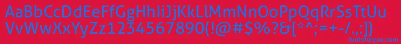 AllerStdRg-Schriftart – Blaue Schriften auf rotem Hintergrund