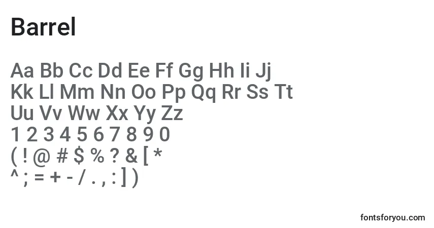 Schriftart Barrel – Alphabet, Zahlen, spezielle Symbole